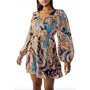 SANCTUARY Dress Size 2X NEW Girls Day Out Mini Fit Flare Puff Sleeve Print